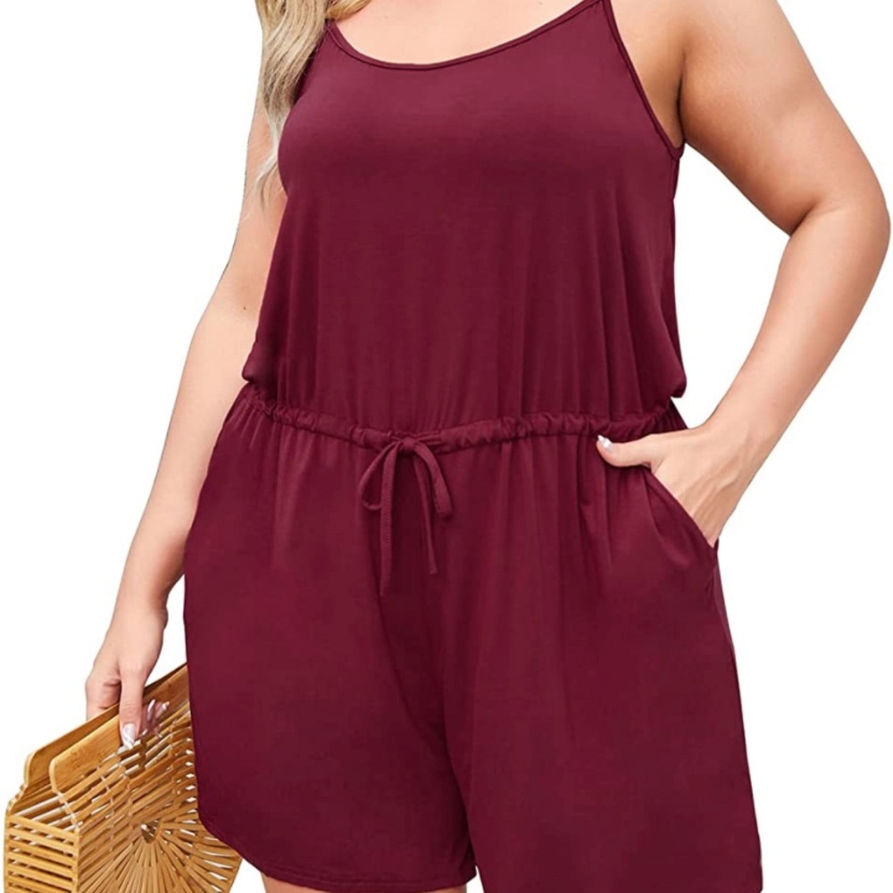 Plus size burgundy summer romper size 24 new with tags
